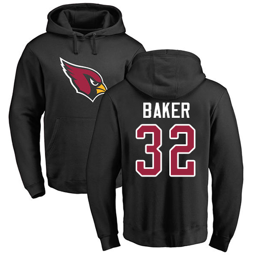 Arizona Cardinals Men Black Budda Baker Name And Number Logo NFL Football 32 Pullover Hoodie Sweatshirts
